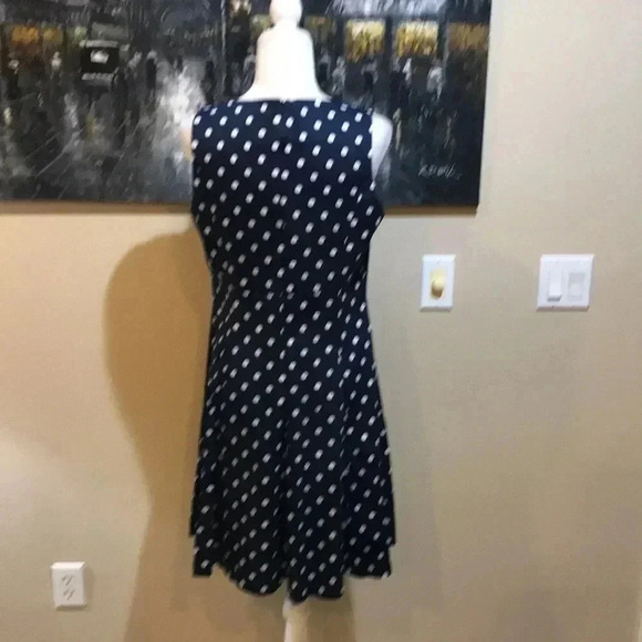 American Living Blue and White Cotton Blend Polka Dot Fit and Flare Dress Sz 12 - Picture 3 of 4